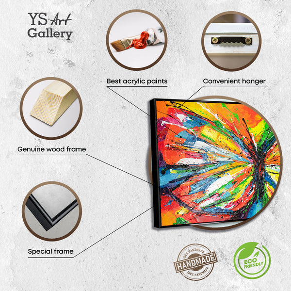 The painting "Butterfly Energy" is an explosion of color in motion
