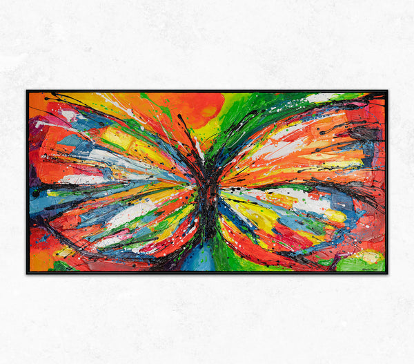 The painting "Butterfly Energy" is an explosion of color in motion