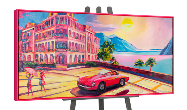 The painting "Morning on the Coast" is a bright plot in a retro style