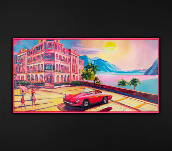 The painting "Morning on the Coast" is a bright plot in a retro style