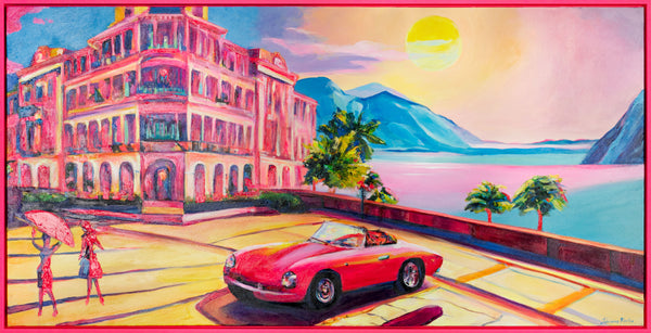 The painting "Morning on the Coast" is a bright plot in a retro style