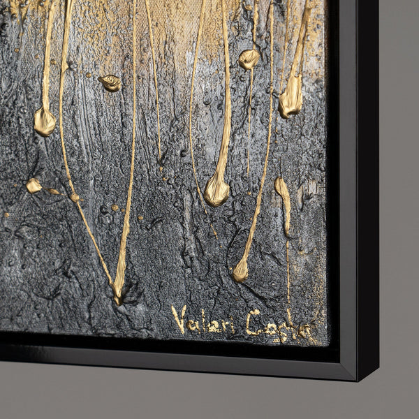The painting "Golden Silence" is a modern abstraction of a tree in calm tones