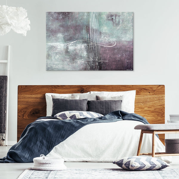 The painting "Melody" is an abstract rhythm in a purple-green range